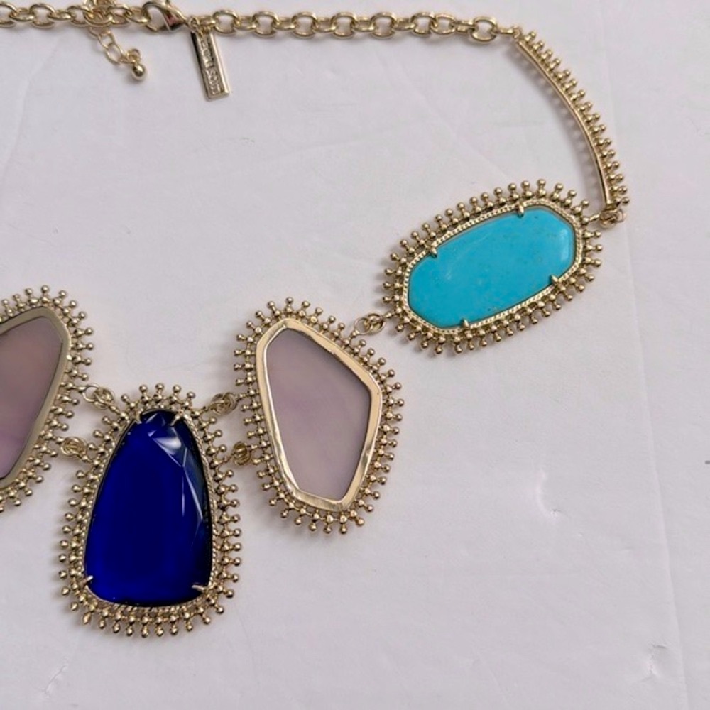 Vintage Kendra Scott Ava Statement Necklace Gold Turquoise - Picture 12 of 13